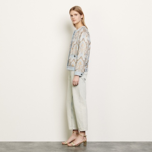 NWT $565 Sandro Orcan Metallic Jacquard Jacket Coat - Picture 4 of 8